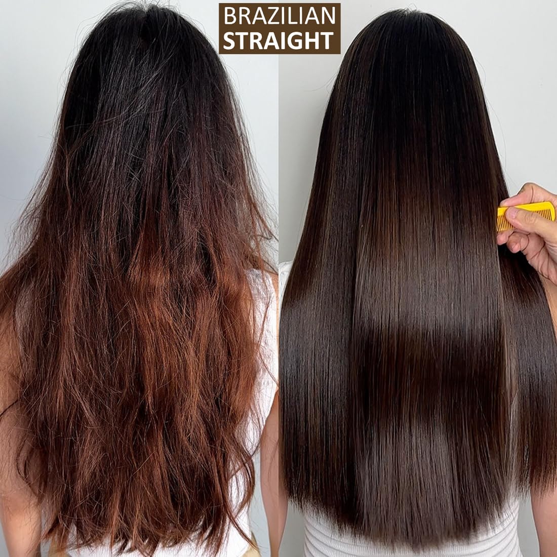 Brazilian Straight Keratin Hair Treatment - Formaldehyde-Free, Argan & Amino Acids | 2PC Set for All Hair Types
