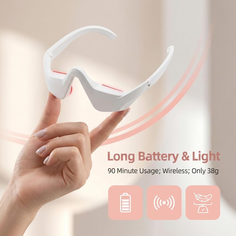 Elitzia Under Eye Red Light Therapy Beauty Device 4 Modes Red Light Therapy Glasses for Eyes Bags, Dark Circles, Puffiness, Wrinkles Fine Lines, Soothing and Refreshing for Women & Men ET110N