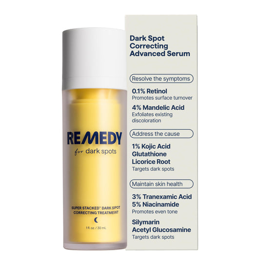 Remedy for Dark Spots | Advanced Discoloration Correcting Serum | Retinol, Kojic Acid, Tranexamic Acid, Niacinamide, Mandelic Acid | Fragrance Free, Sensitive Skin | By Dermatologist Dr. Shah | 1fl oz