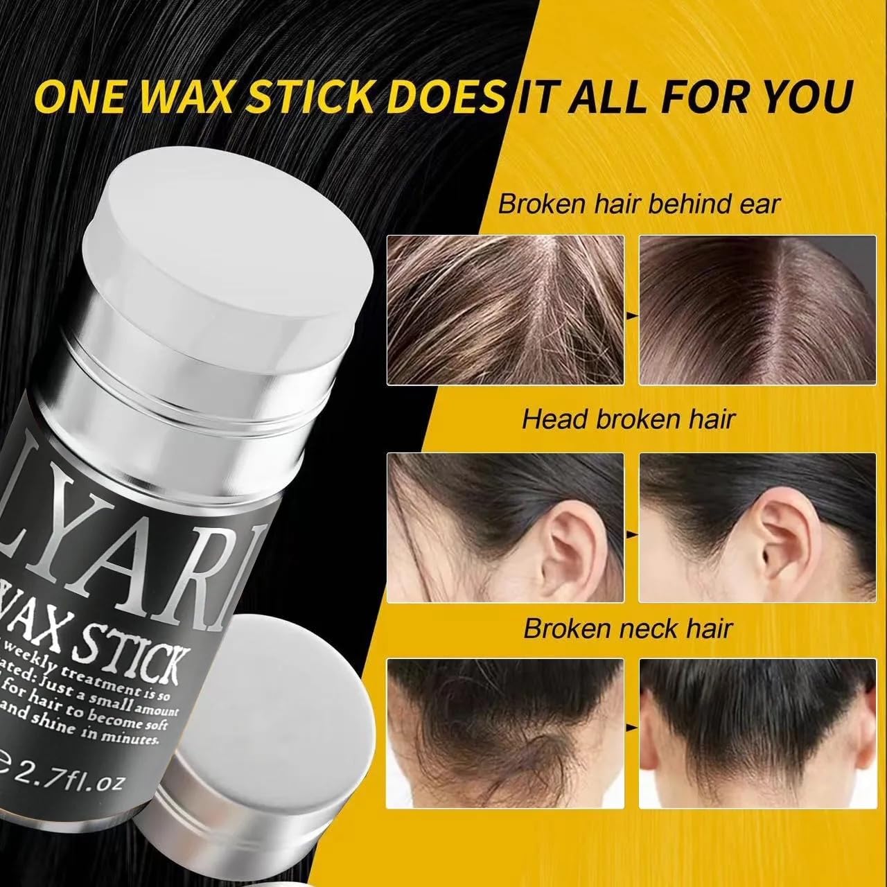 LYARI Hair Wax Stick, Hair-Styling Waxes, Nourishing Accessories - Slick Stick for Both Women & Kids, Gel Tamer for Flyaways, Bun Maker & Styling Cream, 2.7 Fl Oz