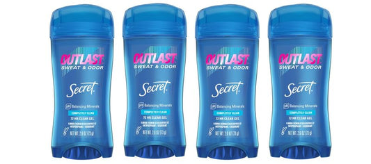 Secret Outlast Clear Gel Antiperspirant Deodorant for Women, Completely Clean, 2.6 oz (Pack of 4)