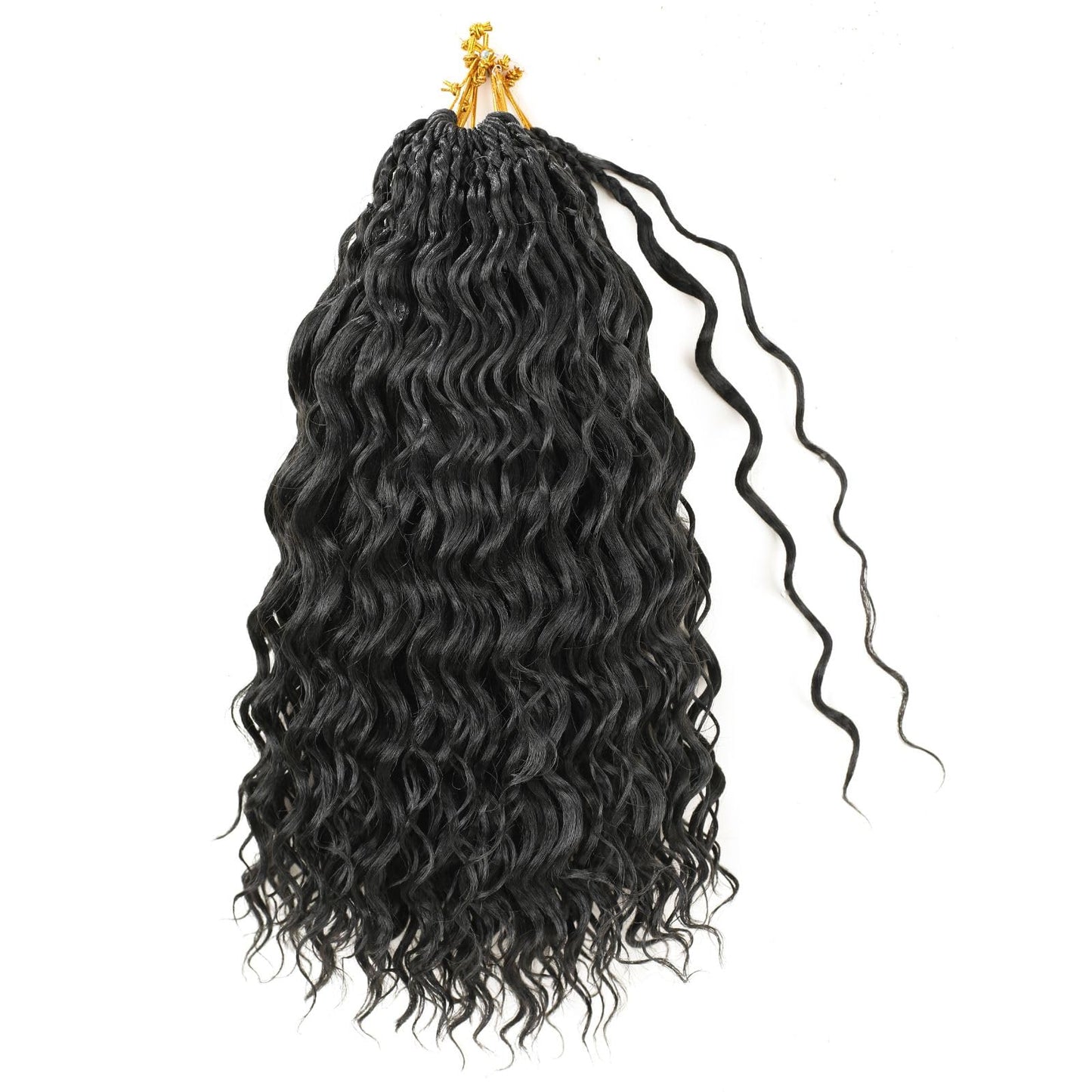 Pre looped Ocean Wave Crochet Hair 8 Packs 12 Inch Natural Black Synthetic Pre Twisted Ocean Braids Hair Boho Deep Wave Short Curly Crochet Hair for Black Women (12 Inch,1B#)