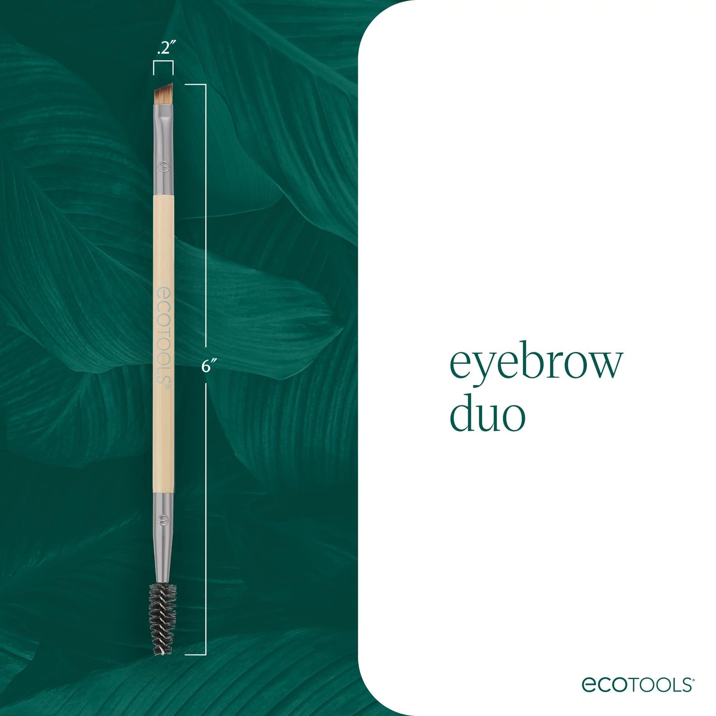 EcoTools Eyebrow Brush Duo, Tame, Sculpt & Fill in Brows, Multipurpose For Eyebrow Gel, Powder, & Cream, Dual-Ended Spoolie & Angled Brow Brush, Eco Friendly, Cruelty-Free, & Vegan, 1 Count