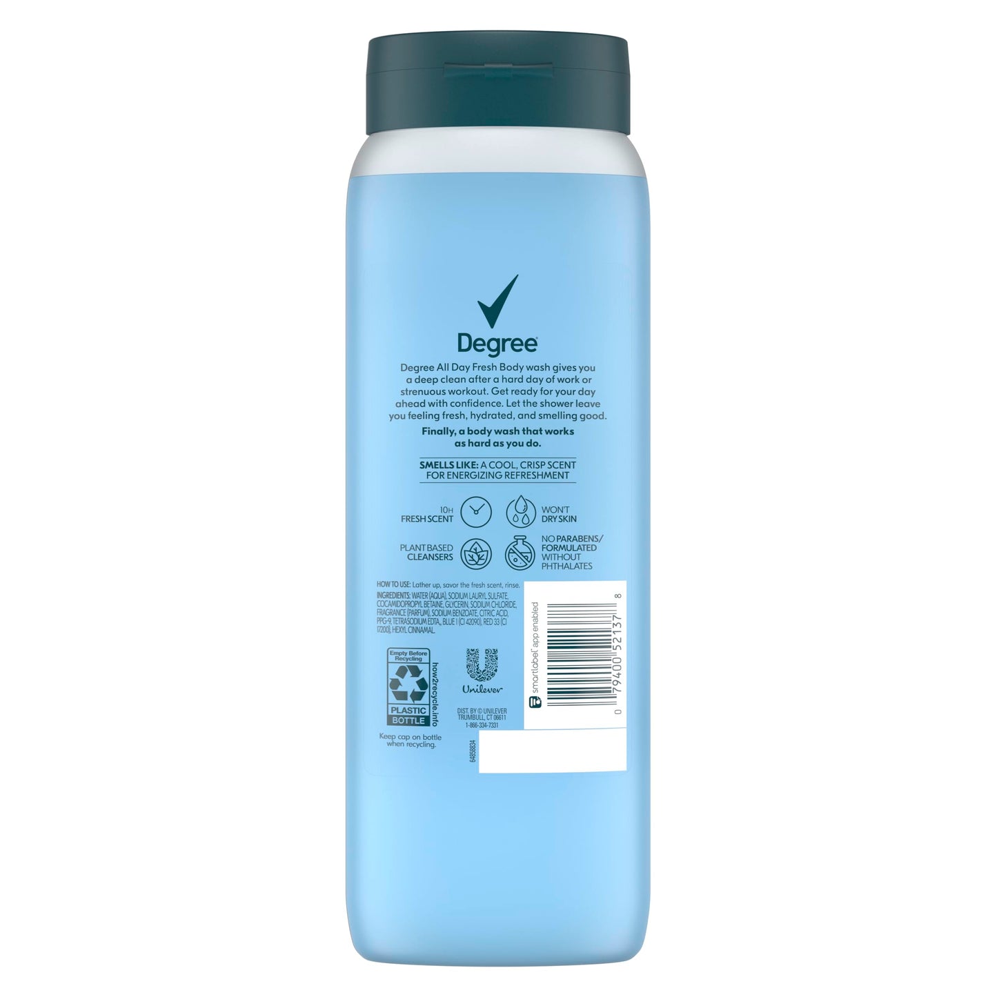 Degree All Day Fresh Body Wash Cool Rush Deep Cleansing 20 FO