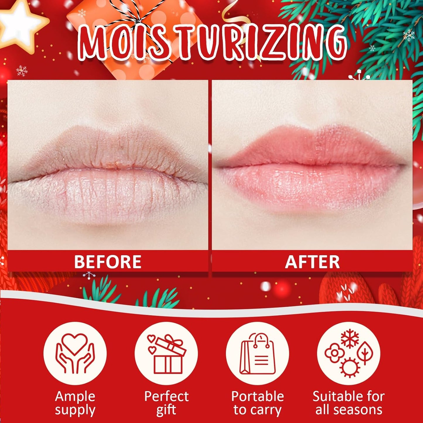 Christmas Lip Balm Bulk - 60 Pcs Festive Stocking Stuffers | Ideal Gifts for Women & Men, Party Favors