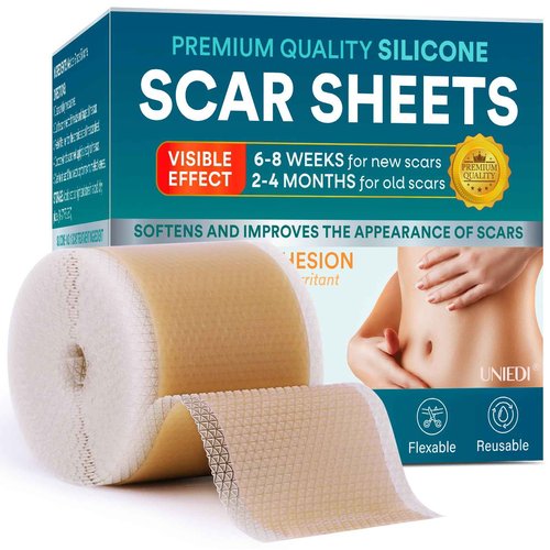 Silicone Scar Sheets, Silicone Scar Tape(1.6"x 120" Roll - 3 Meters) Scar Tape for Surgical Scars, Silicone Tape for Scars, Silicone Scar Strips for C-Section, Tummy Tuck, Keloid, and Surgical Scars