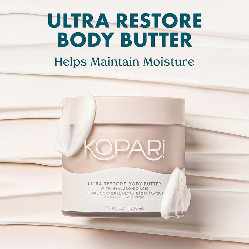 Kopari Ultra Restore Body Butter - Whipped Formula with Hyaluronic Acid & Mango Seed Butter | 7.7 oz Coconut Moisturizer