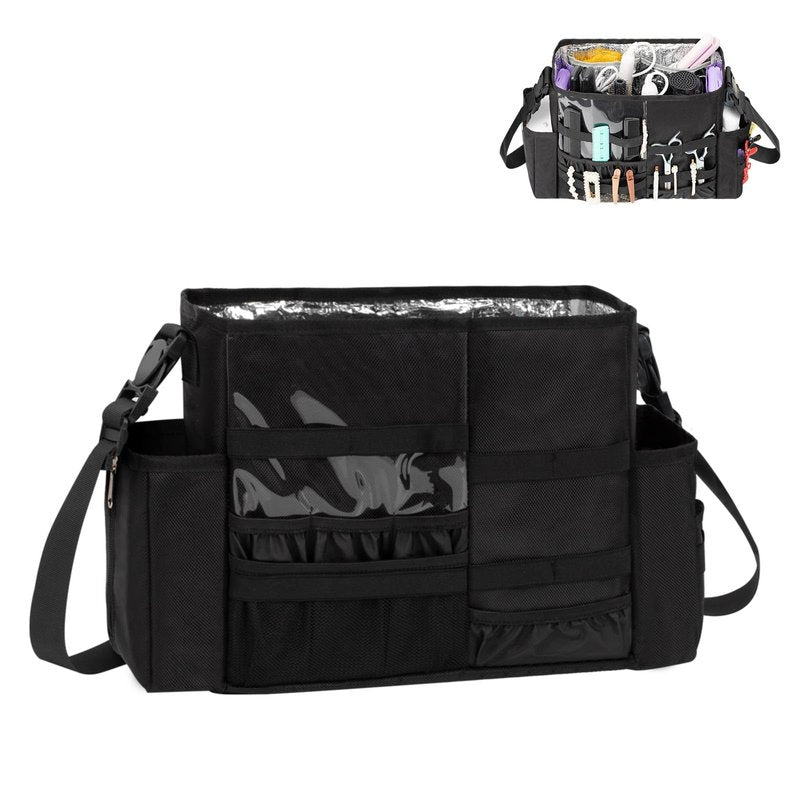 Hairdresser Bag, Professional Makeup Bag for Hairstylist, Large Capacity Hairdressing Bag with Shoulder Strap and Waist Belt, Travel Hairdressing Tools Storage Organizer with Heat Insulation Material