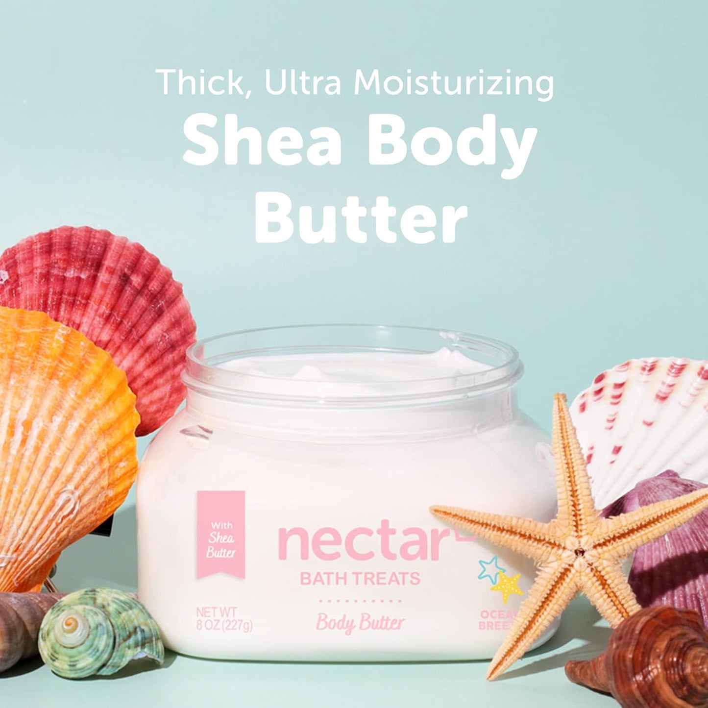Shea Body Butter - Hydrating Moisturizer with Pure Shea Butter & Avocado Oil | 8oz Ocean Breeze
