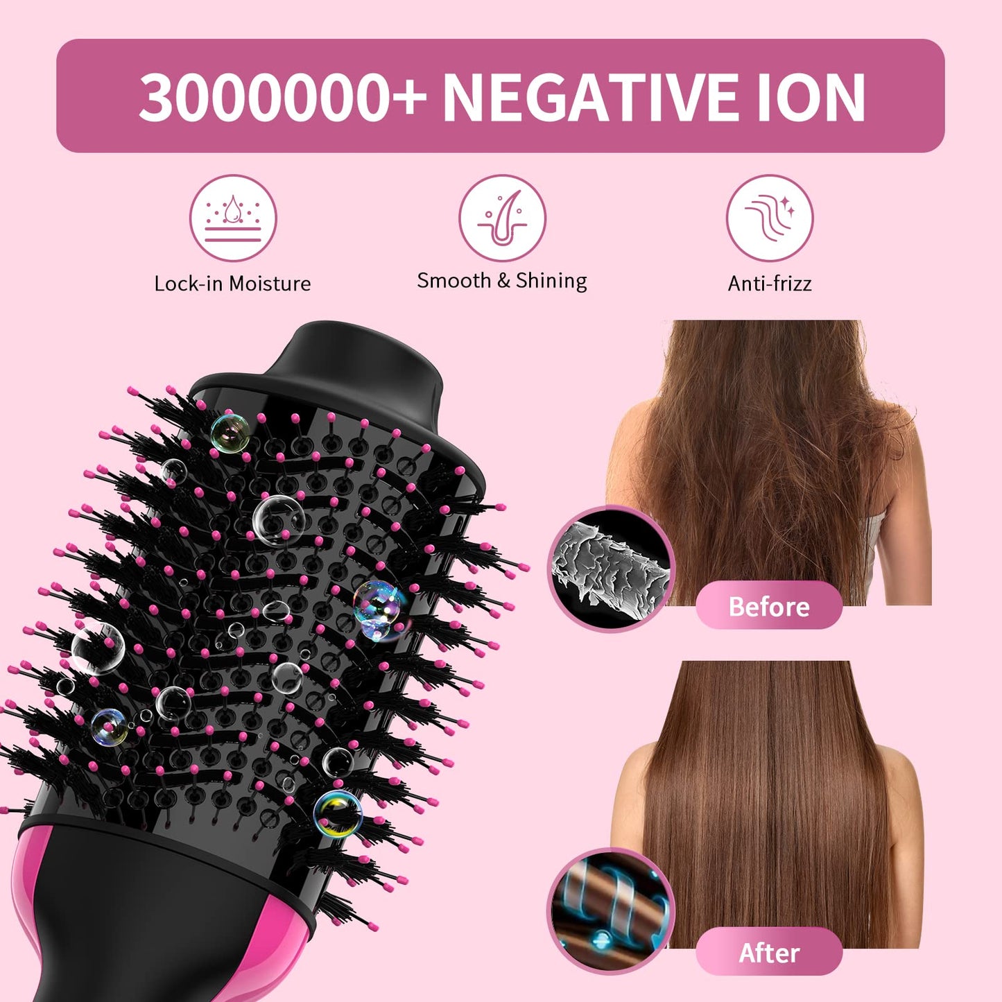 Umeely Hair Dryer Brush Blow Dryer in One, Upgraded 4 in 1 Hair Dryer and Styler Volumizer with Negative Ion Anti-frizz Ceramic Titanium Barrel Hot Air Hair Straightener Brush