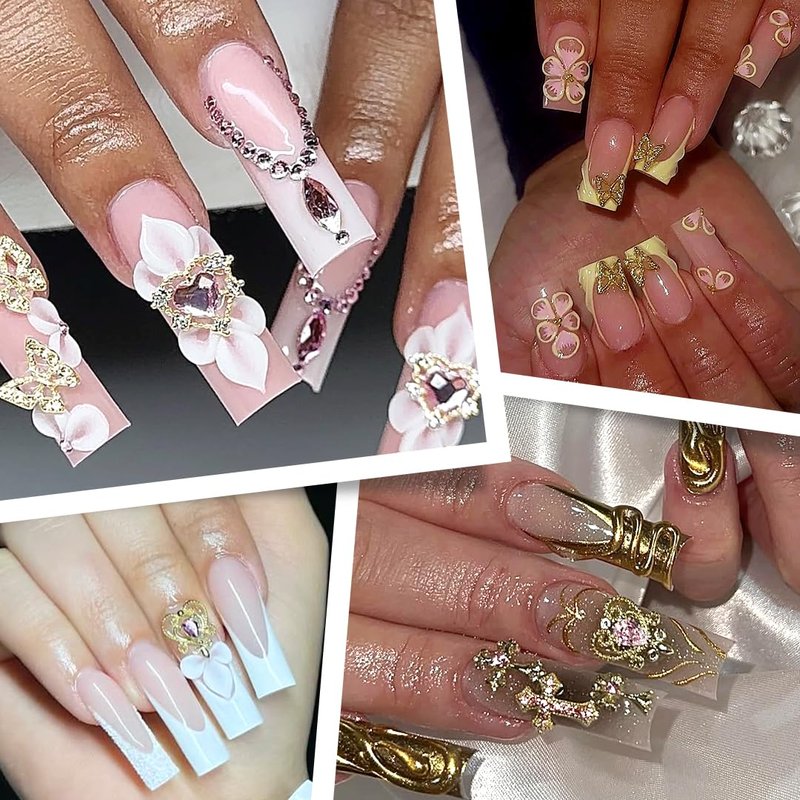 86Pcs Pink Cross Nail Charms 3D Gold Nail Charms Y2k Cute Pink Heart Cherry Bows Crown Acrylic Nail Art Rhinestones Crafting Luxury Nail Jewelry Gems Fake Money Gold Chains for Nails (Gold, Pink)