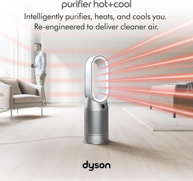 Dyson Air Purifier Hot+Cool HP07 - 3-in-1 Heater, Fan & Air Purifier | White/Silver, Large