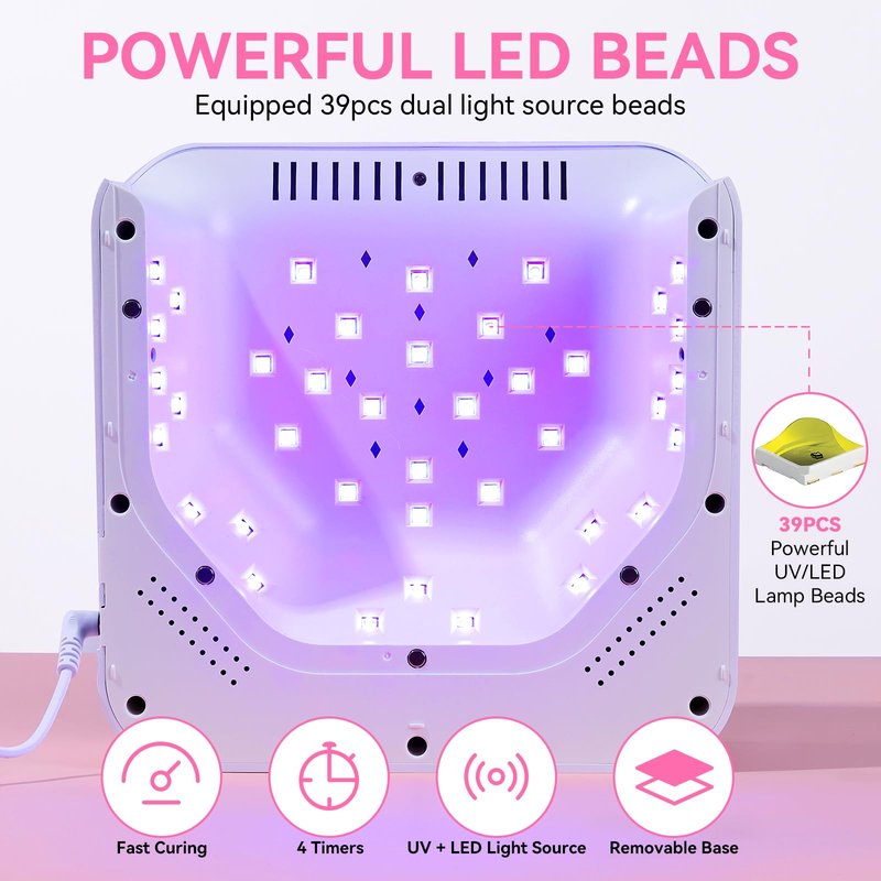 Makartt Mini UV Light for Gel Nails - Fast Curing UV LED Dual Light Nail Dryer Cure Lamp with 3 Timers & Auto Sensor for All Nail Art Design Salon Home DIY Use (Plug-in Model)