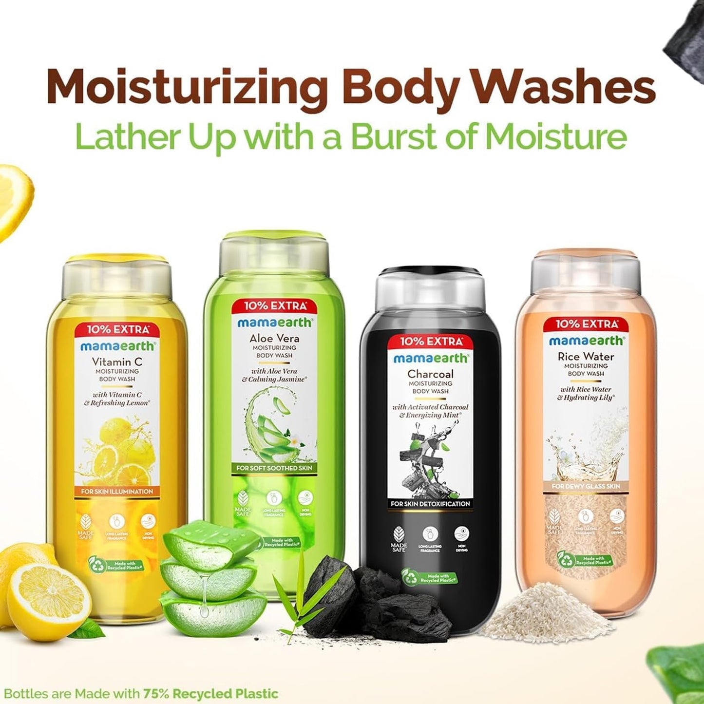 MAMAEARTH Rice Water Moisturizing Body Wash with Rice Water & Hydrating Lily, 9.30 Fl Oz (275 ml)
