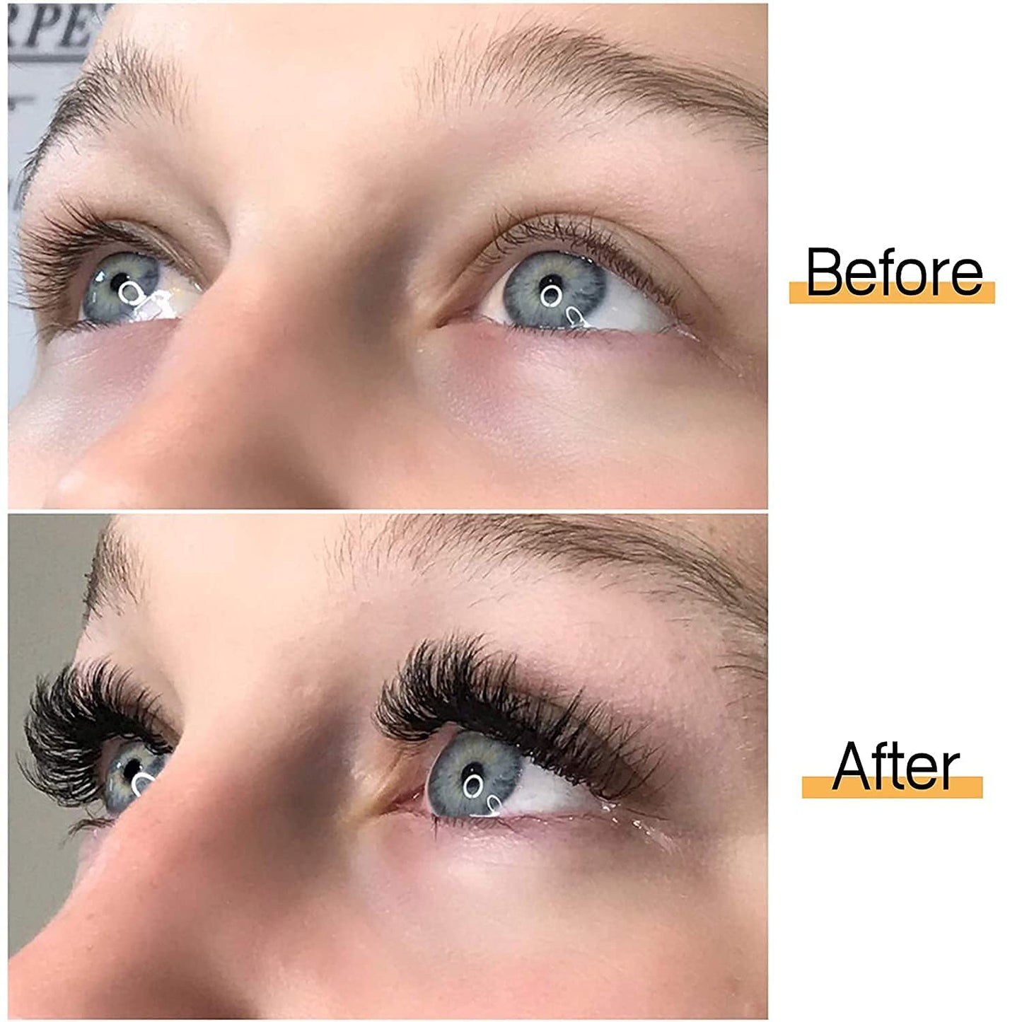 Volume Eyelash Extensions - 0.07 D Curl Mixed Tray (8-15mm) + Classic 0.15 D Curl (8-14mm) + Strong Black Adhesive (6ml)