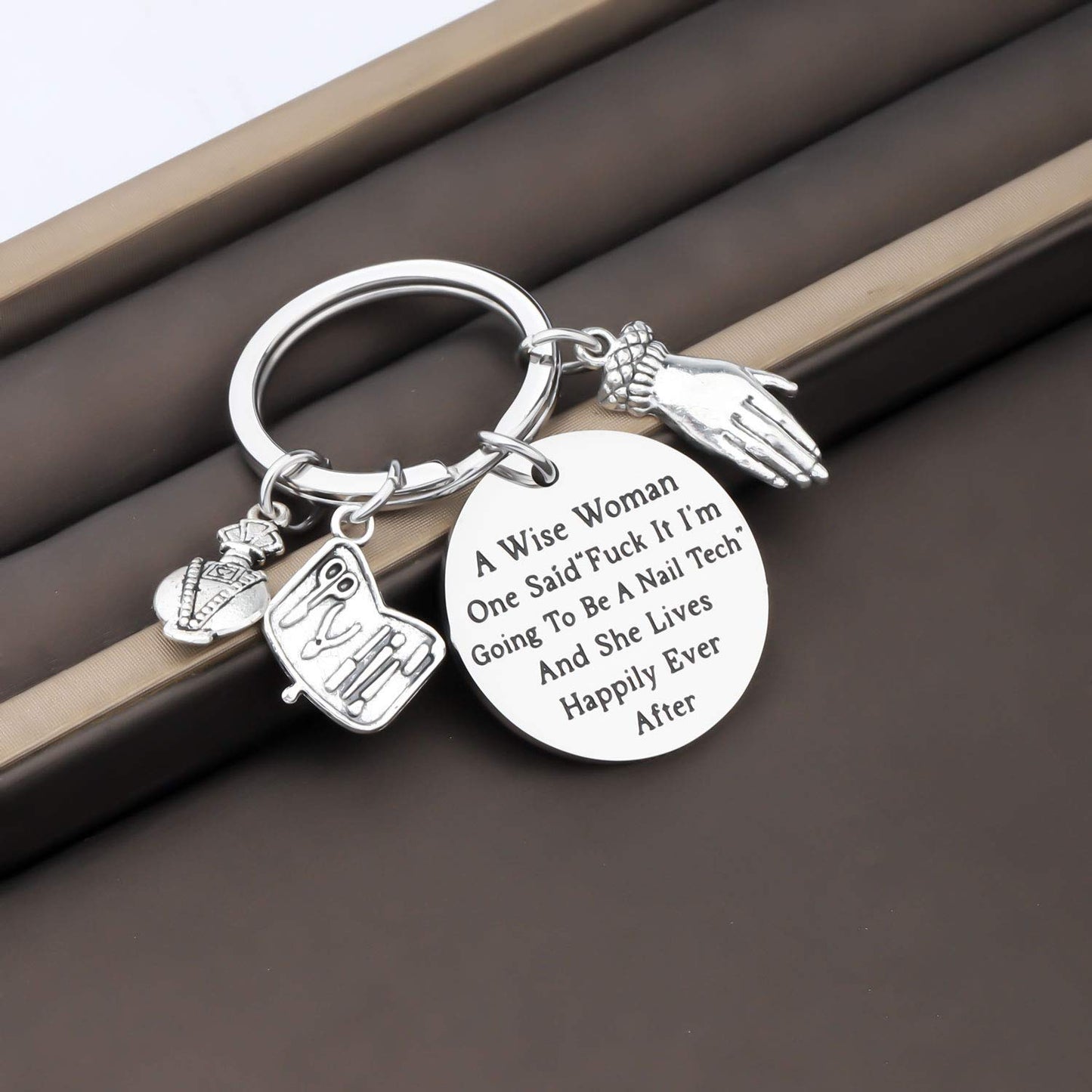 TGBJE Nail Technician Gift Manicurist Gift A Wise Woman Going to Be A Nail Tech and She Lived Happily Ever After Nail Tech Jewelry Nail Tech Keychain Nail Artist Gift (wise nail tech)