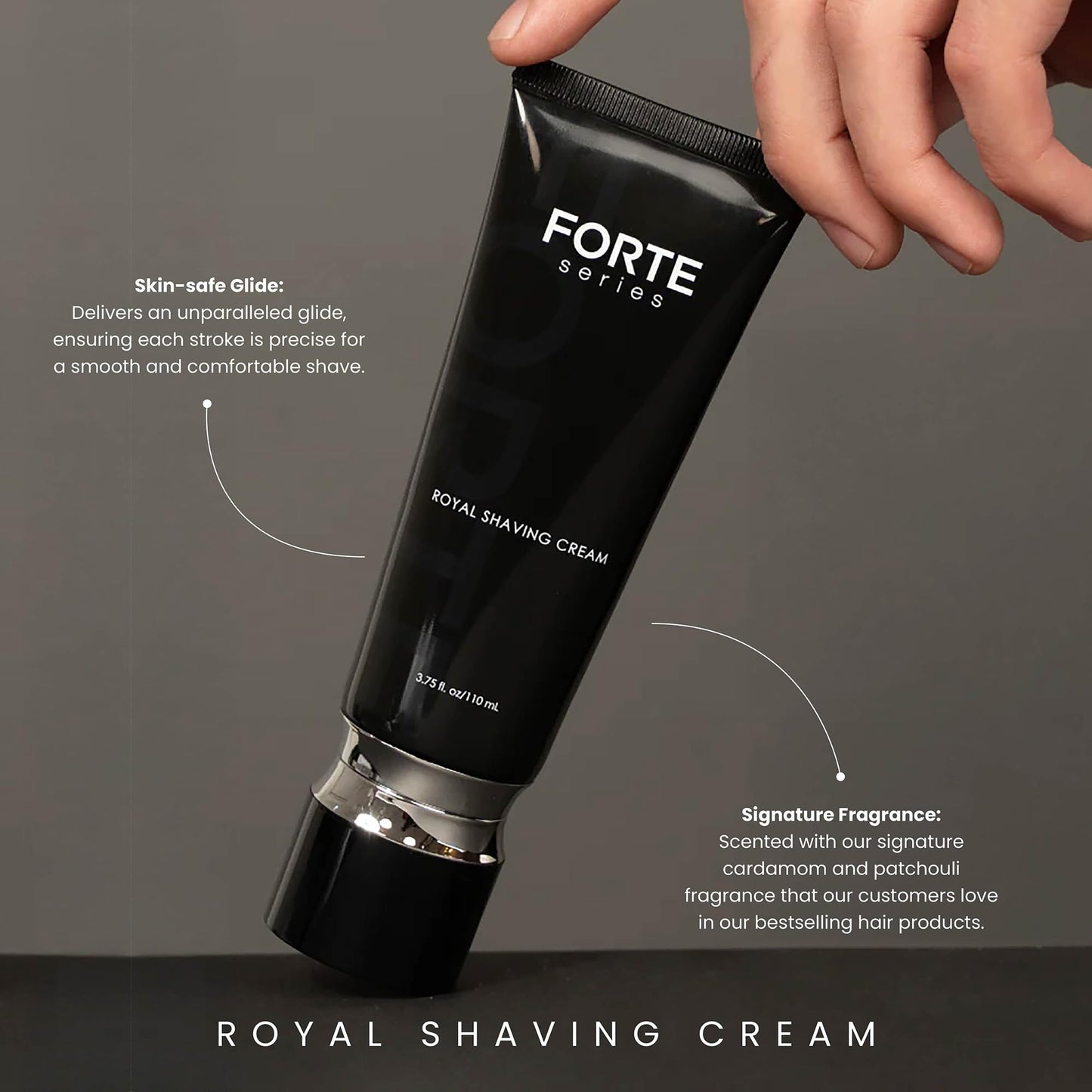 Forte Series Royal Shaving Cream, Premium Protective Barrier Cream, Non-Foaming Texture, Skin-Safe Glide, Anti-Irritating Formula, Black