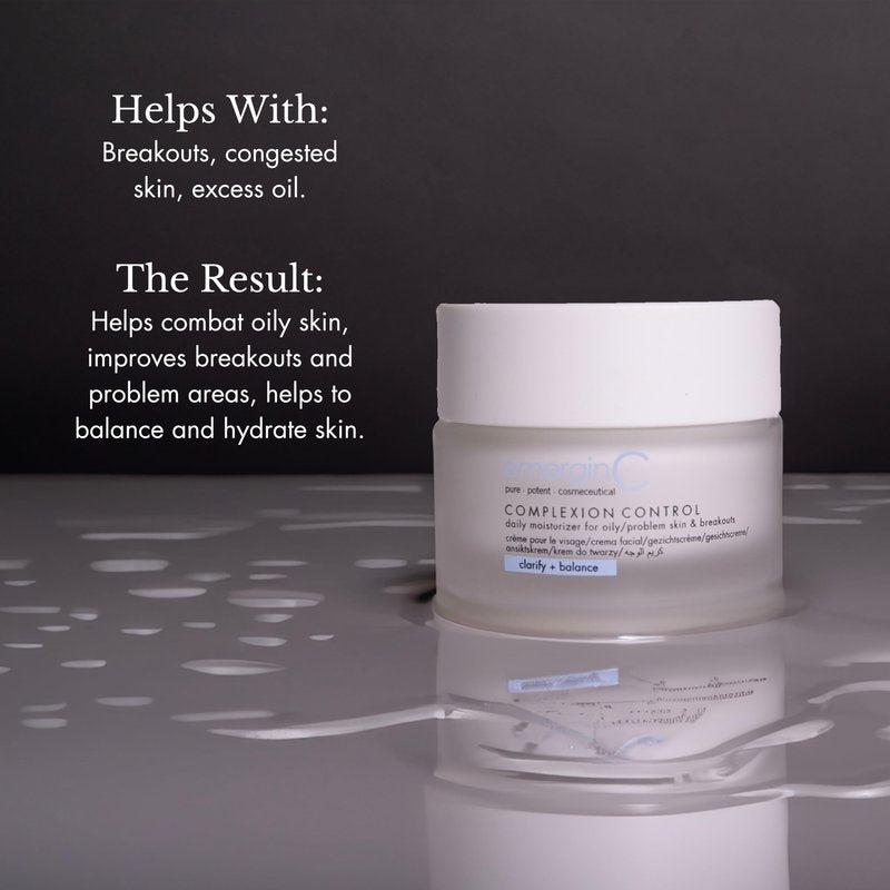 emerginC Complexion Control - Lightweight Facial Moisturizer Cream for Oily, Combination + Blemish Prone Skin - Day and Night Cream for Oily Skin (1.6 oz, 50 ml)