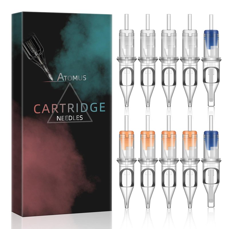 100pcs Mixed Tattoo Cartridge Needles, ATOMUS Assorted Disposable Tattoo Needle 3RL 5RL 7RL 9RL 3RS 5RS 7RS 9RS 5M1 7M1 for Tattoo Machine