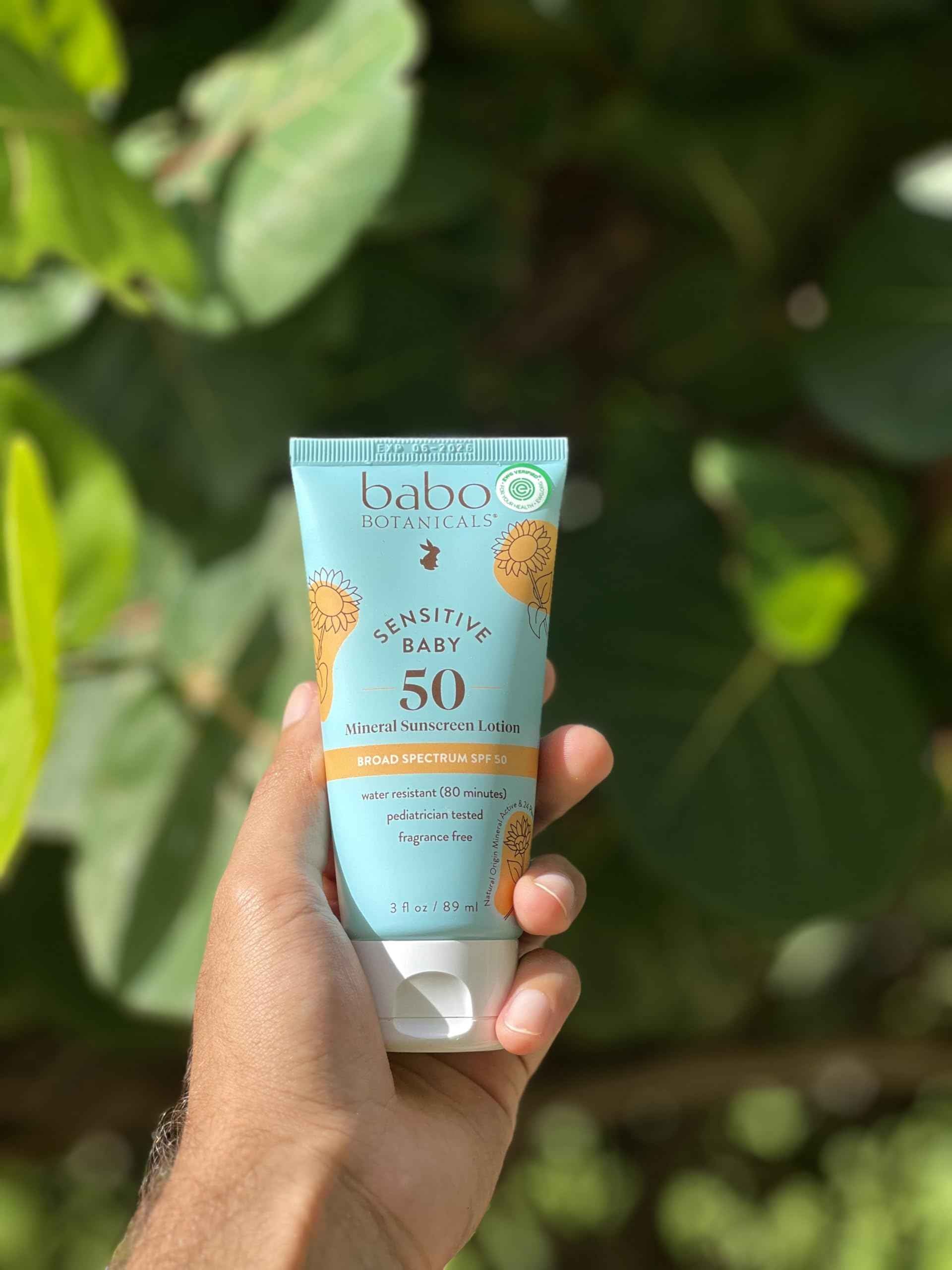 Babo Botanicals Sensitive Baby Mineral Sunscreen Lotion SPF50 - Natural Zinc Oxide - Face & Body - Fragrance-Free - Water-Resistant - EWG Verified - Vegan - Extra Sensitive Skin - For Babies & Kids