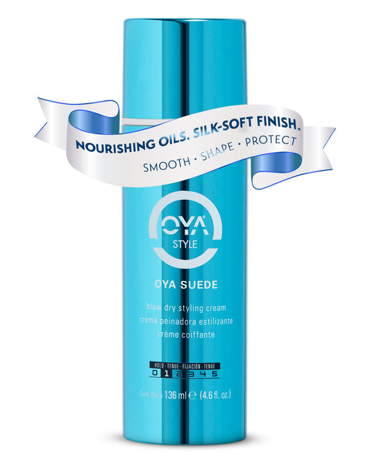 OYA Suede Blow Dry Hair Styling Cream - Versatile Lightweight Formula for Smooth, Polished & Volumized Finish - Salon Quality Jojoba Based Hydrating and Nourishing Hair Define & Defrizz - 4.6 Fl Oz