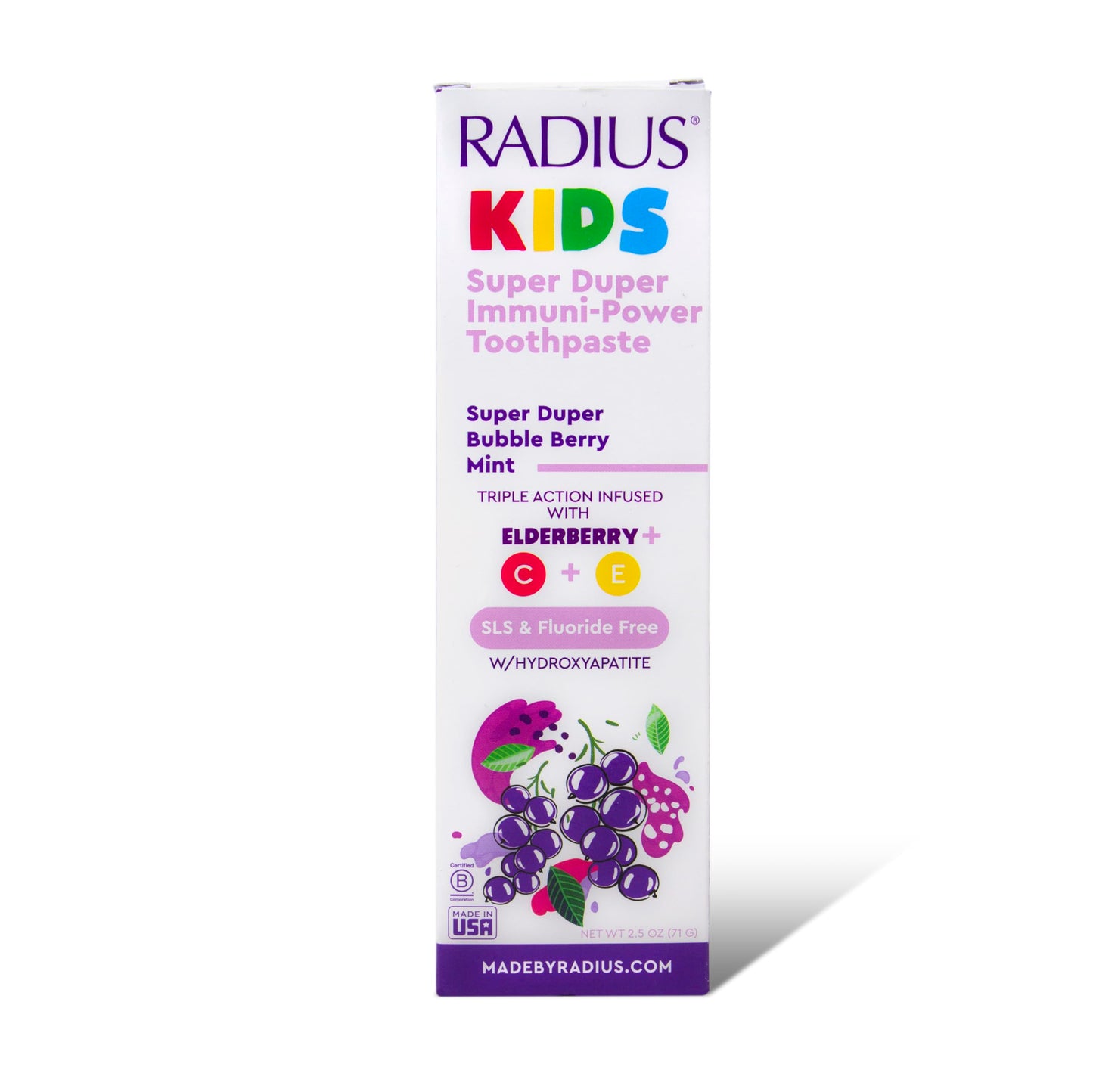 Radius Kids Super Duper Immunity Power Toothpaste 2.5 Oz - Super Duper Bubble Berry Mint - Pack of 3