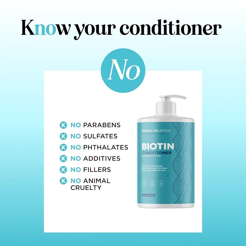 Biotin Conditioner for Thinning Hair - Volumizing Formula with Argan Oil & Green Tea | 32 Fl Oz