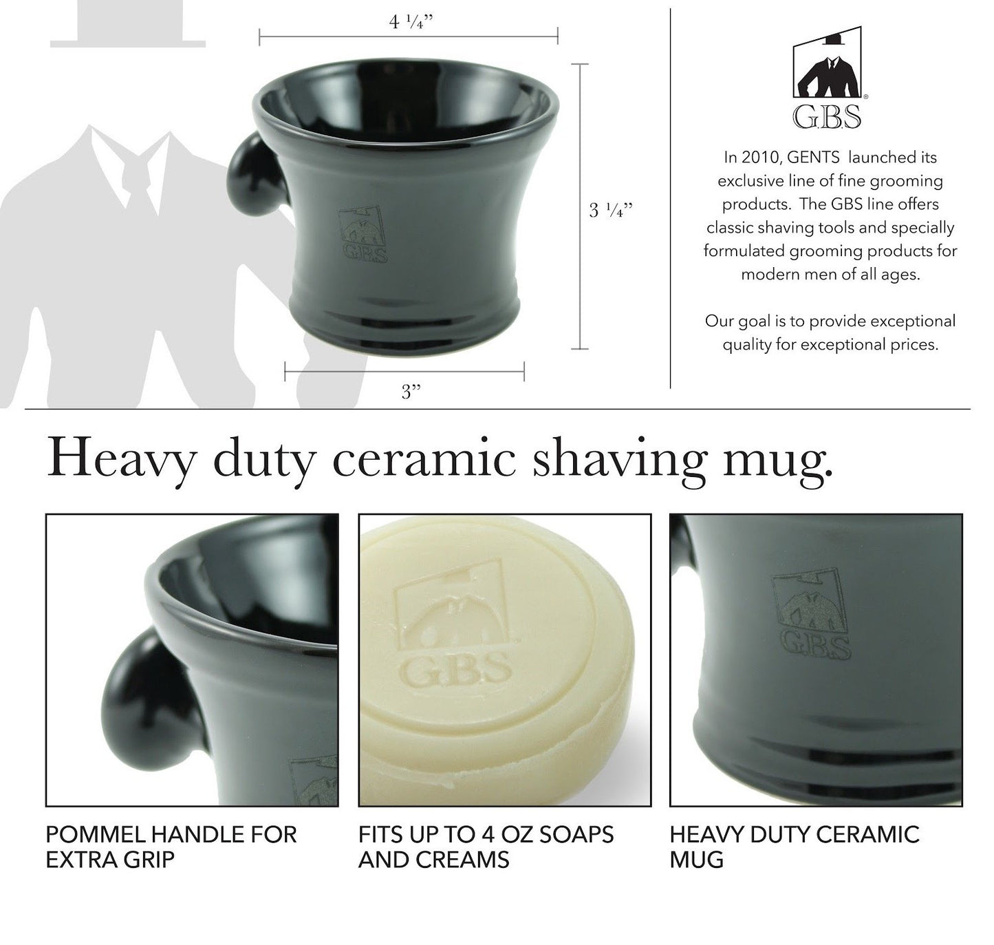 G.B.S Men’s Shaving Set, Black Shavette Barber Replaceable Blade Razor, Shaving Brush with Stand, Ceramic Shaving Mug, Natural Shaving Soap and Leather Case