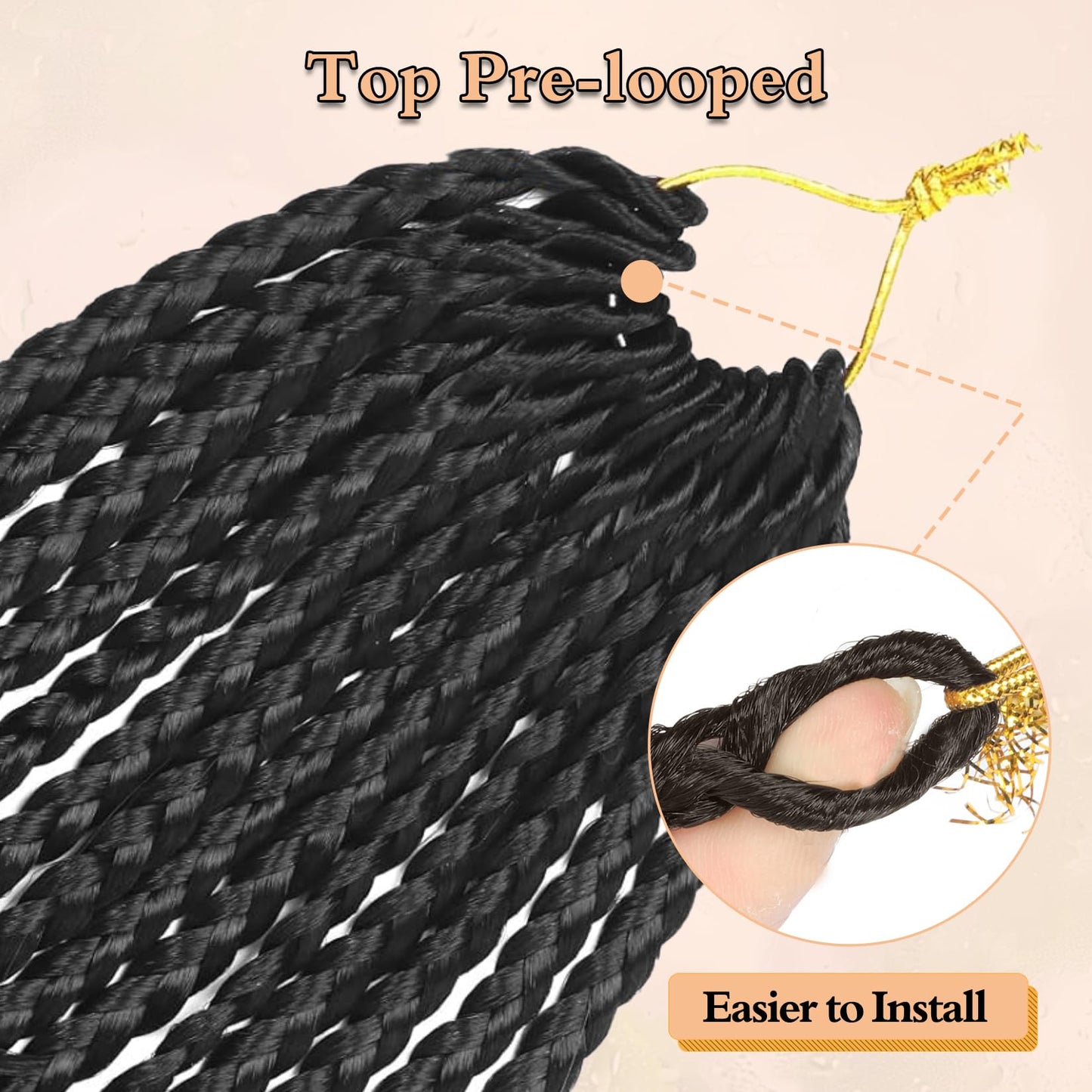 Goddess Boho Box Braids Crochet Hair for Black Women 16 Inch 1B-4-30