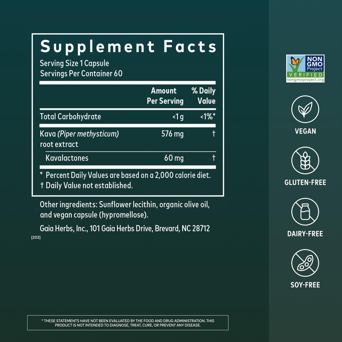 Gaia Herbs Kava Root - Helps Sustain a Sense of Calm & Relaxation During Times of Stress*- Made with Noble Kava Cultivars - 60 Vegan Liquid Phyto-Caps (60 Servings)