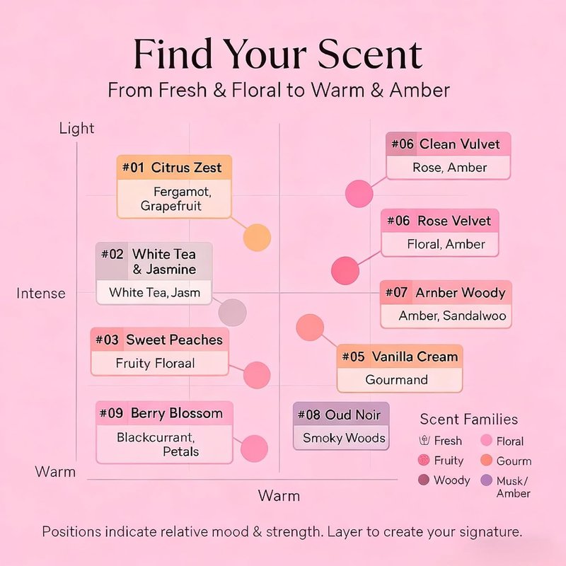 Pheromone Perfume Sets for Women - 9PC Long-Lasting Roll-On Gift Set | Citrus, Amber, Musk, Vanilla Scents, Travel Size