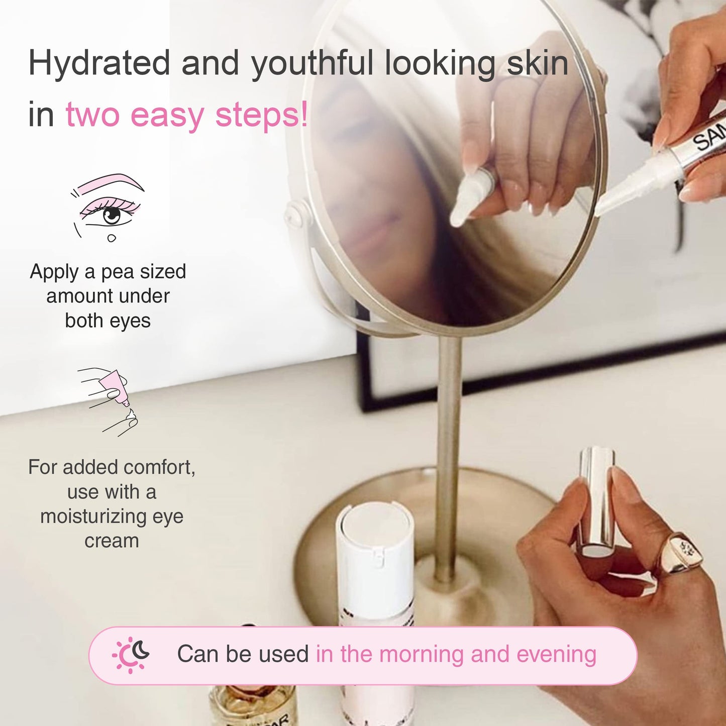 SAMPAR Illuminating Eye Cream - Anti-Aging, Hydrating & Brightening Treatment with Hyaluronic Acid, Vitamin C, and Essential Oils - Reduces Dark Circles, Fine Lines & Puffiness - All Skin Types