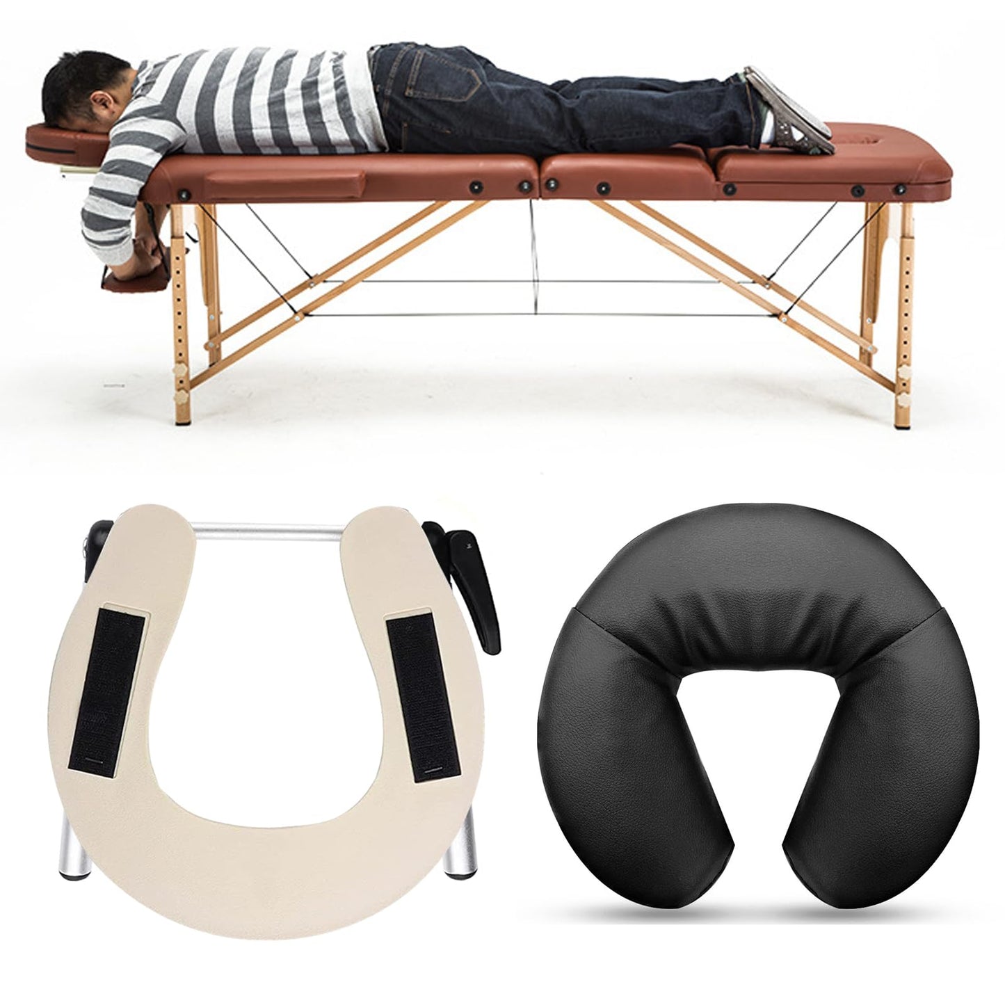 Aluminium Universal Massage Table Face Cradle Cushion, Adjustable Massage Chair Spa Bed Headrest Face Pillow Support, Elastic Memory Foam Face Pillow Set Massage Table Accessories Massage Equipment