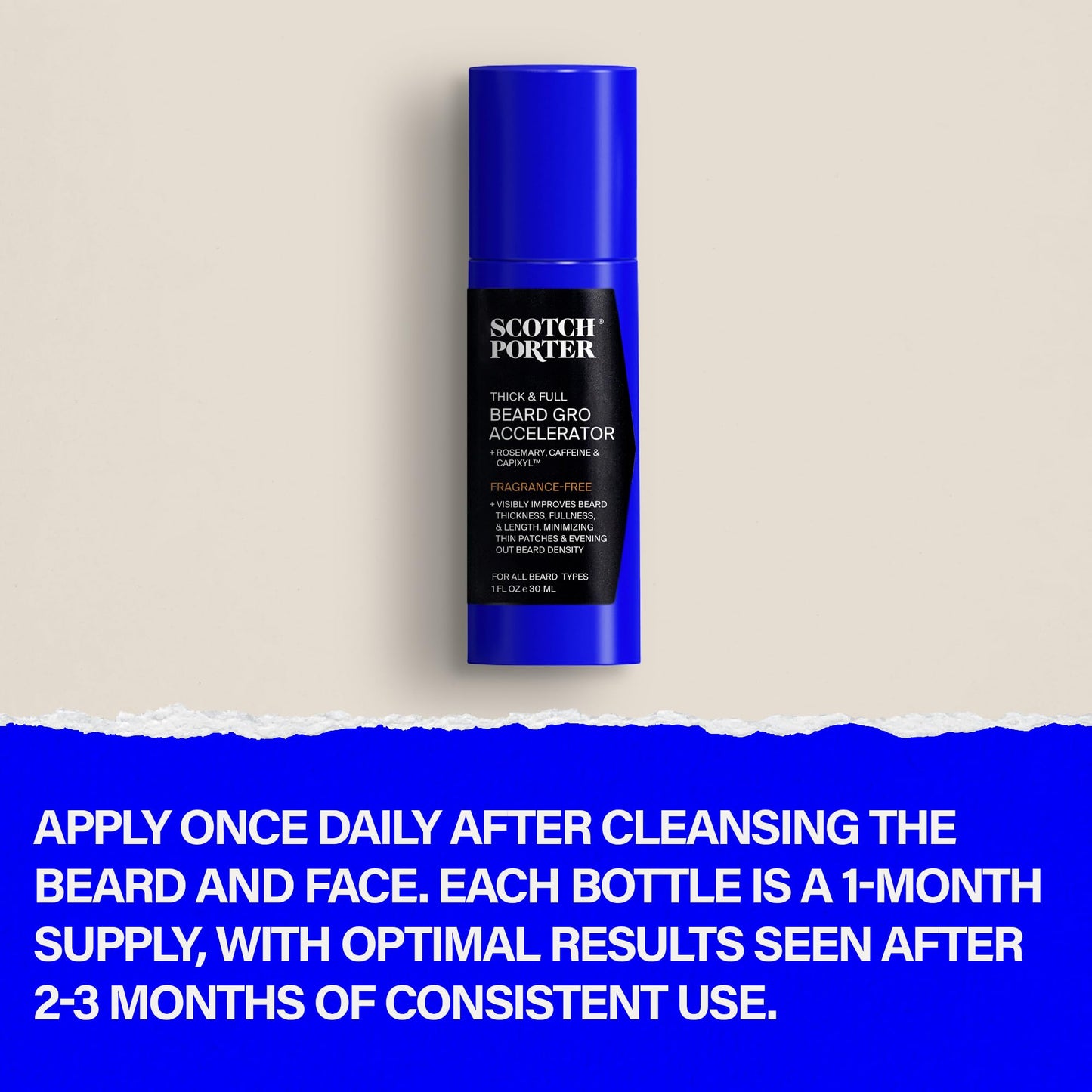 Scotch Porter Thick & Full Beard Gro Accelerator with Capixyl, Caffeine & Rosemary – Stimulates & Strengthens Follicles for a Thicker, Fuller Beard – 2-Pack, 2 * 1oz