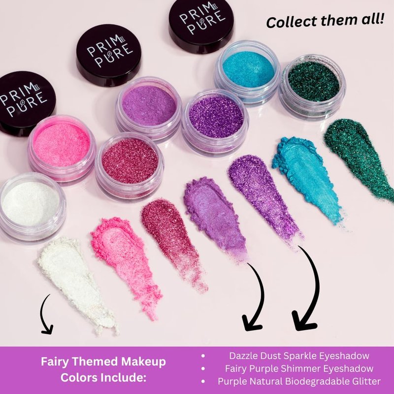 Kids Makeup Gift Set - Bioglitter Eyeshadow, Lip Gloss & Accessories | Fairy Purple