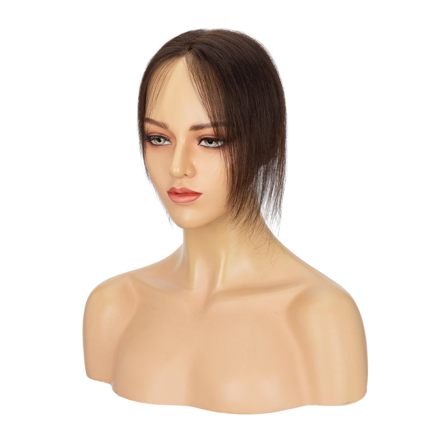SEGO SEGOHAIR Real Human Hair Toppers for Women 7×11cm Breathable Base,Adjustable Parting Clip-In Topper Hairpieces for Women with Thinning Hair (Curtain Bangs, Cocoa Color)