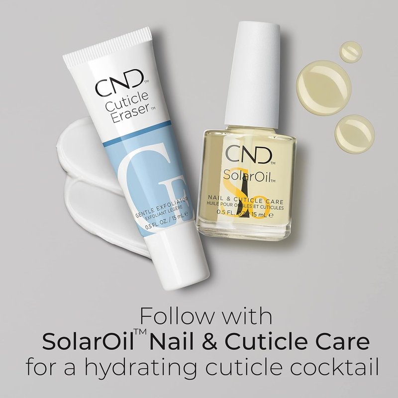 CND Cuticle Care Set - SolarOil & Cuticle Eraser | Natural Blend Oils, Moisturizes & Exfoliates, 0.5 fl oz