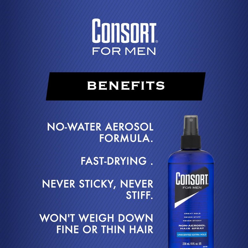 Consort Hair Spray 8 Ounce Unscented Extra Hold Pump Non-Aero (236ml) (6 Pack)