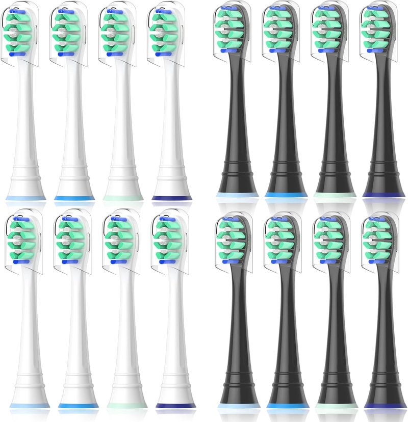 Sonicare Replacement Brush Heads - Compatible with Philips Electric Toothbrushes | 16-Pack (8 White + 8 Black)