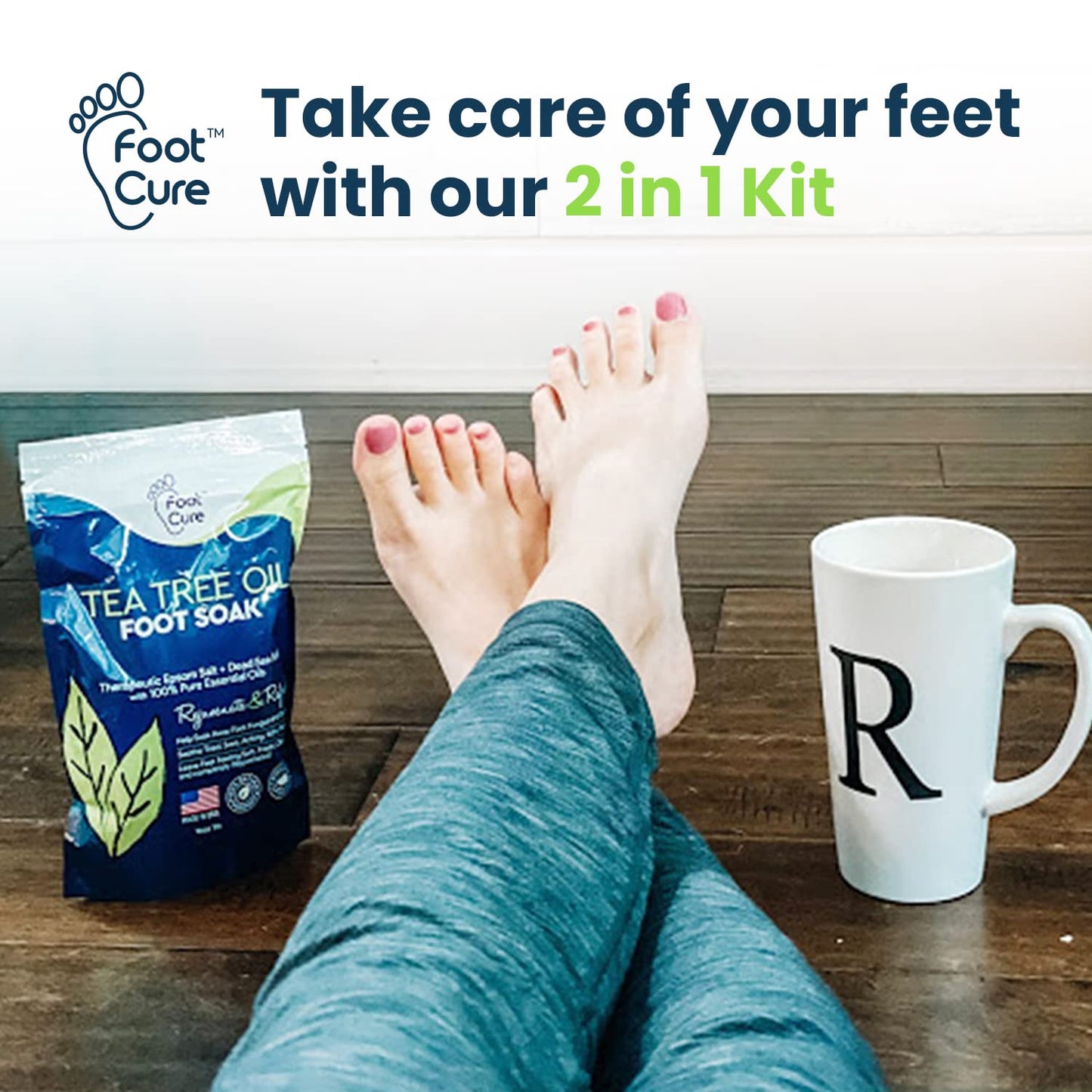 Tea Tree Foot Soak & Callus Remover Gel Kit - Extra Strength Treatment for Cracked Heels & Dry Feet | Epsom Salts Included