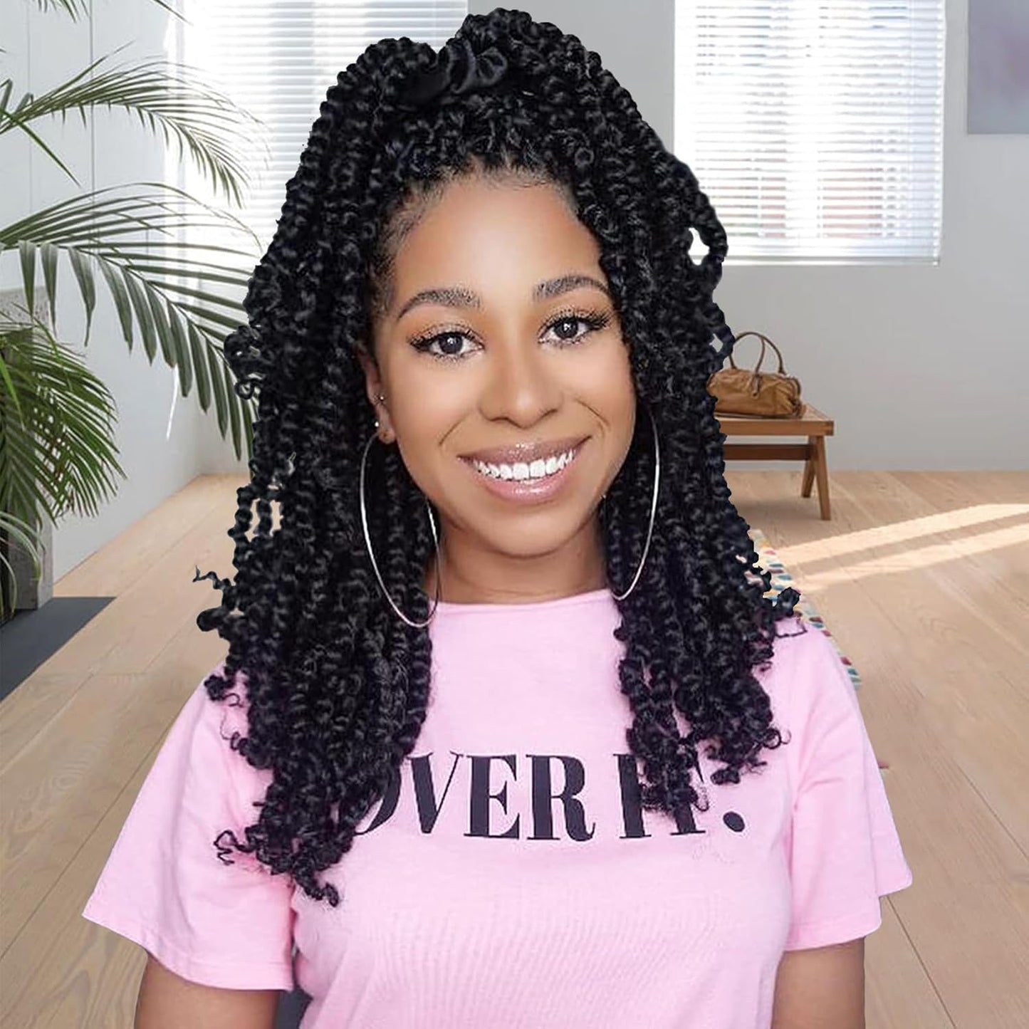 Passion Twist Crochet Hair - 14 Inch Pre-Twisted Curly Hair for Black Women | 8 Packs, Color 1B#