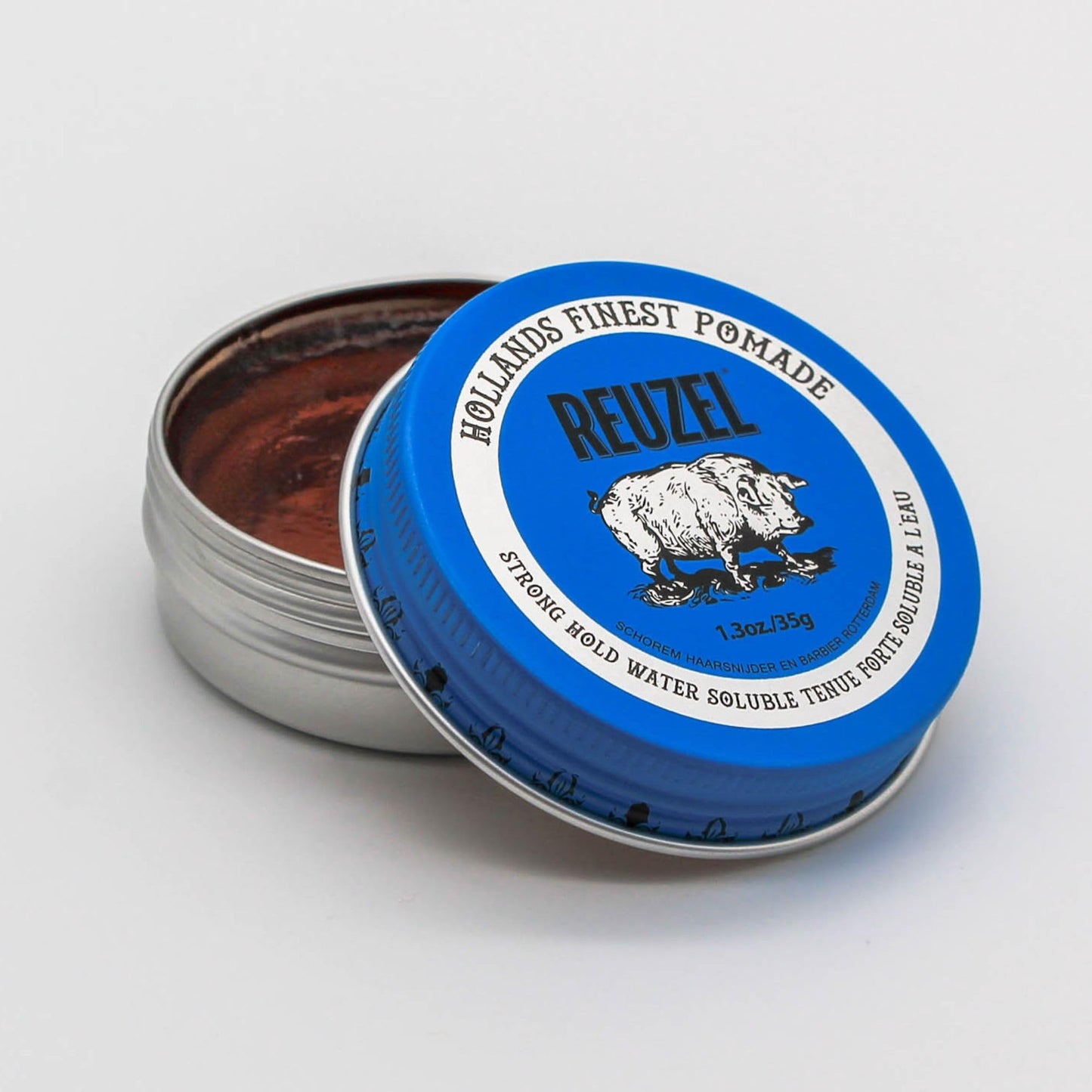 REUZEL Blue Pomade, Strong All Day Hold, Water Soluble Styling, High Shine and Flake Free, Easy To Wash Out, For All Hair Types