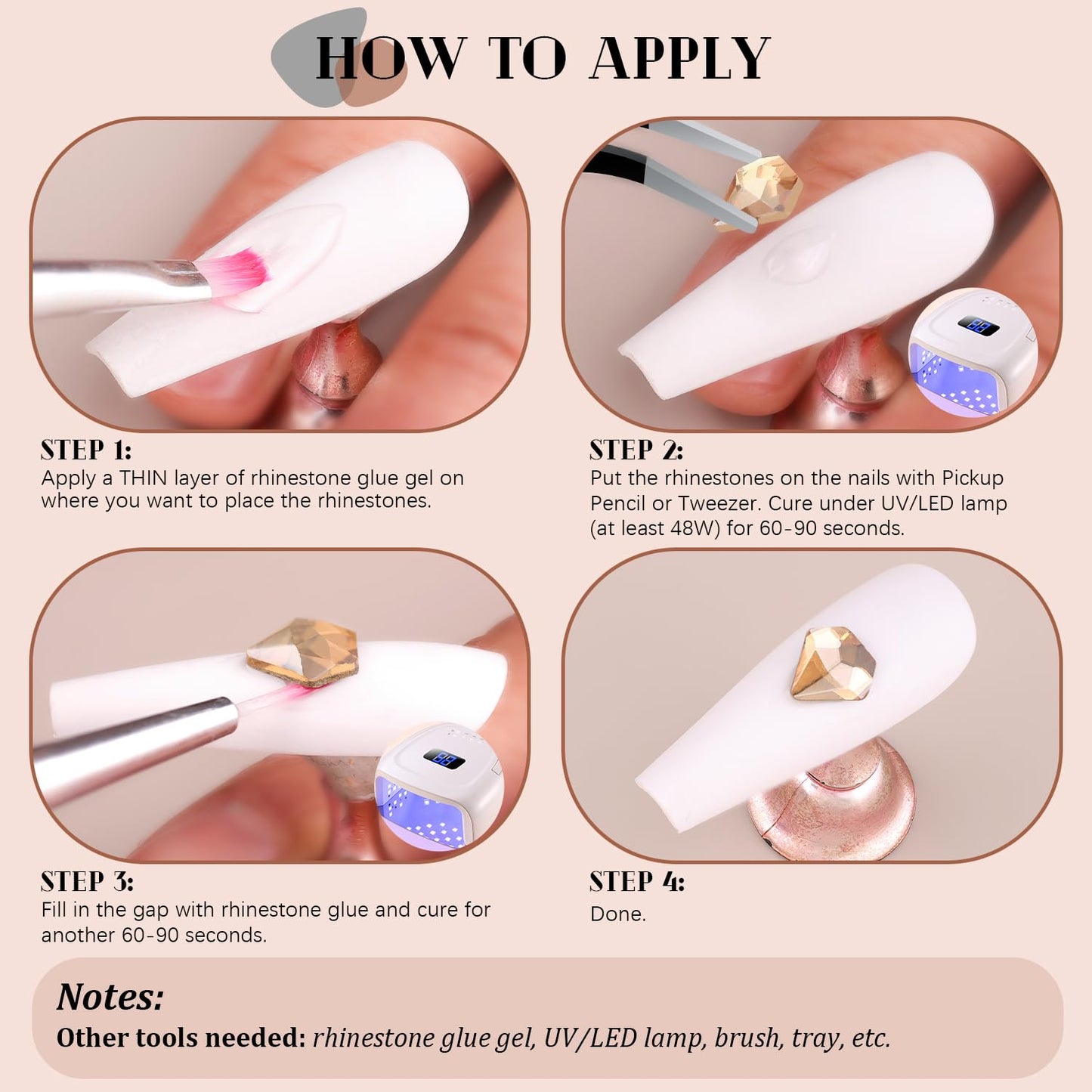 3220Pcs Champagne Gold Nail Rhinestones 120Pcs Multi Shapes Flatback Gems Charms Crystal+3100Pcs 1.5-4mm Round Beads, Glass Diamond Gemstones for Bedazzling Acrylic Nails Decoration