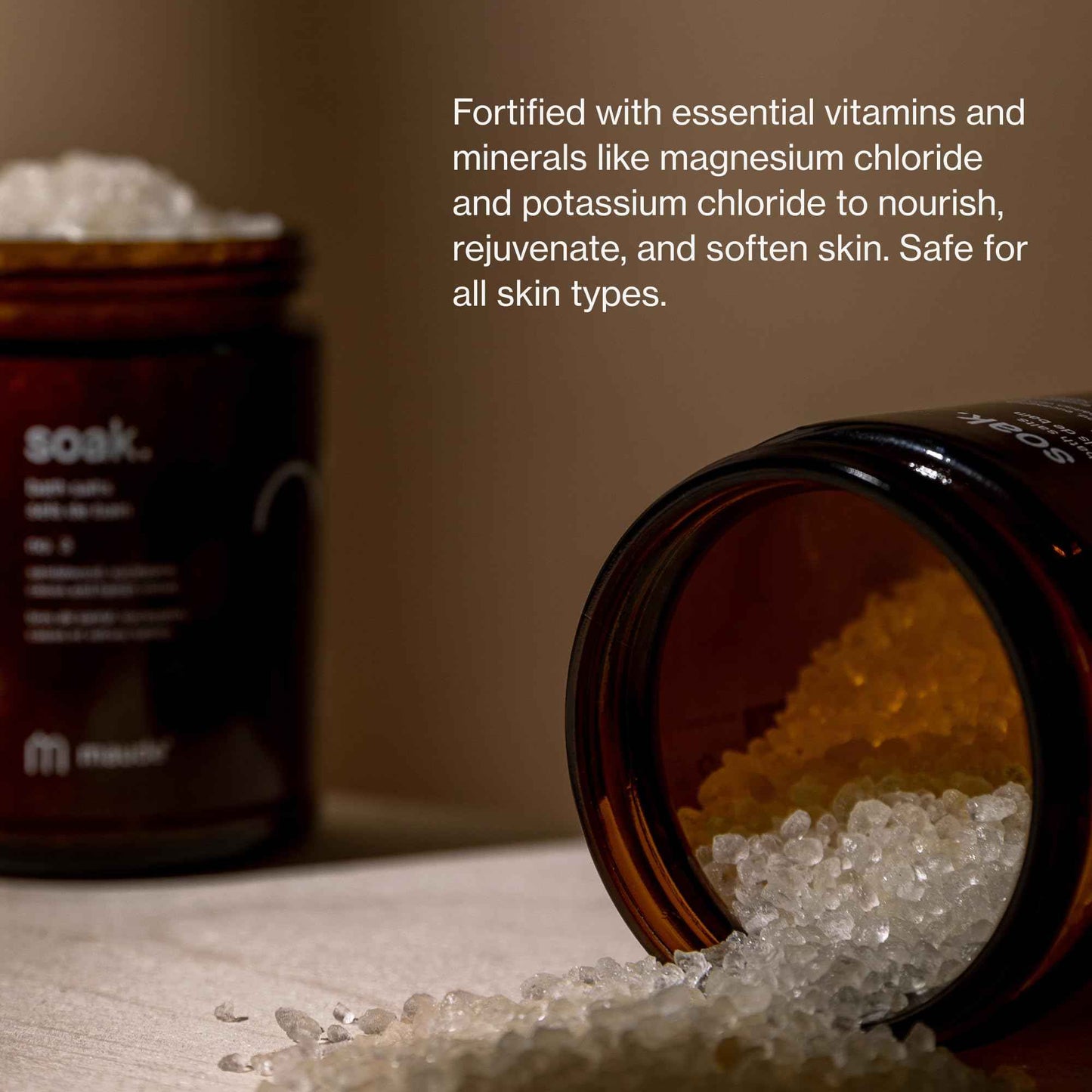 Maude Soak No. 3 - Nourishing Mineral Bath Salts - Hand-Harvested Dead Sea Salt with Magnesium & Potassium Chloride - Soften & Rejuvenate Skin - Notes of Sandalwood & Eucalyptus (8 oz)