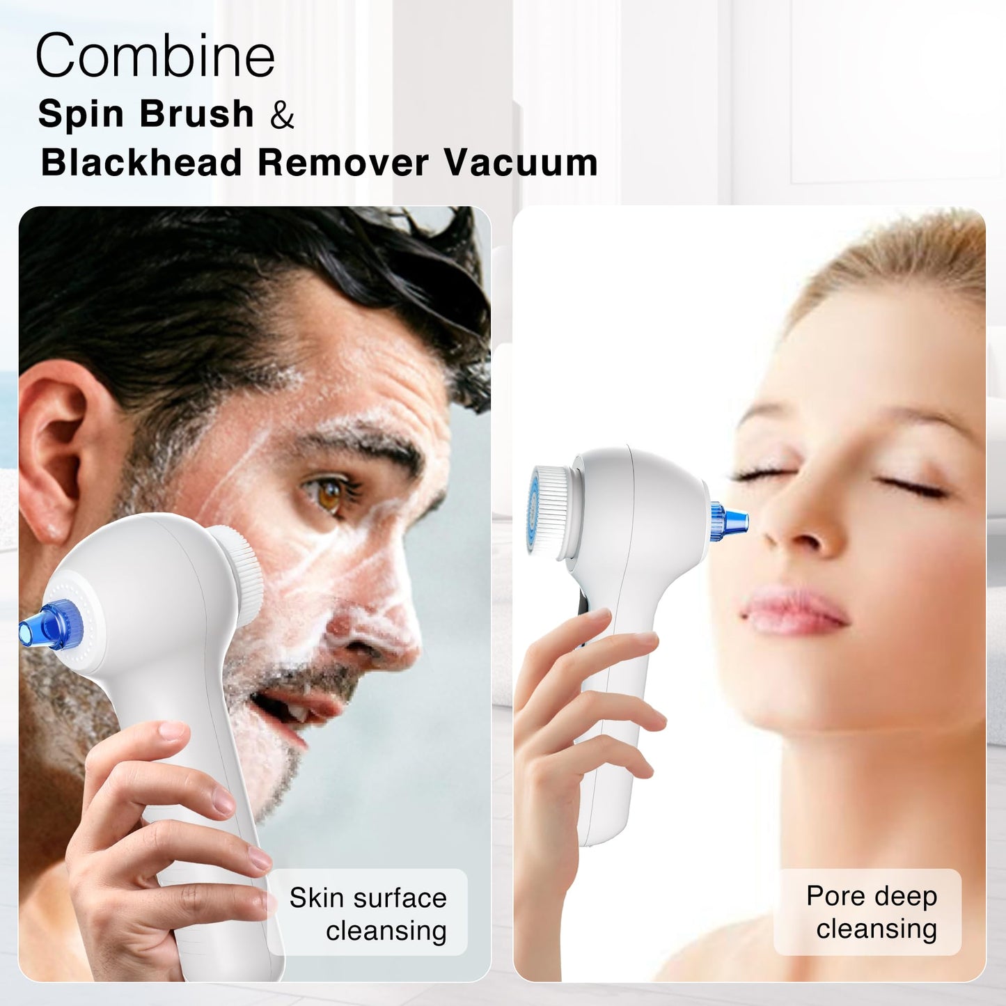 UMICKOO 3 in 1 Facial Cleansing Brush & Blackhead Remover, Rechargeable Face Scrubber with LCD Screen, IPX7 Waterproof, Deep Pore Cleaning, Exfoliating & Massaging for All Skin Types