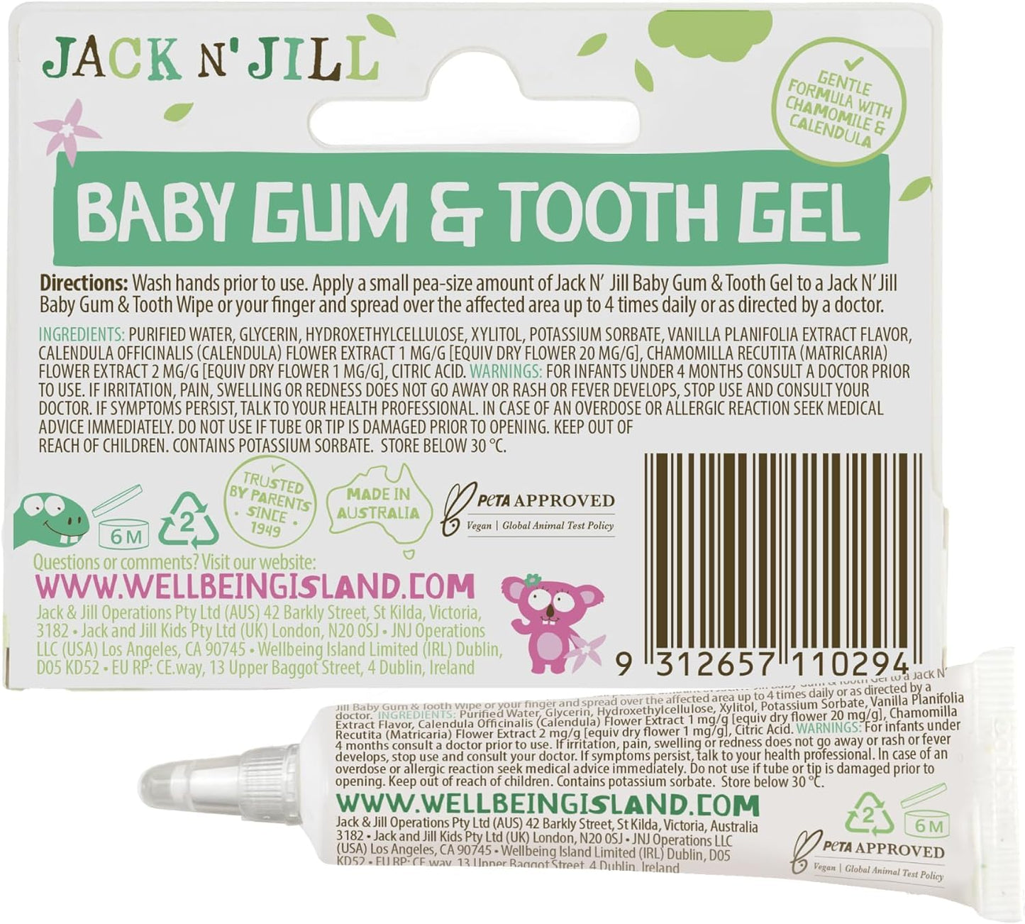Jack N' Jill Stage 1 Silicone Finger Toothbrush, Baby Gum and Tooth Gel Bundle - Baby Toothbrush 6 to 12 Months, Natural Gum and Teething Relief Gel - Two Brushes Plus Case, 0.5 Fl Oz