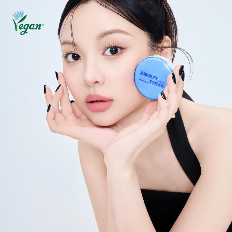 ABOUT TONE Powder Pact - Pressed Powder Compact with Mirror and Puff Makeup Fixing Setting Natural Blur Semi-Matte Finish Transparent Face Tone-Up Oil & Sebum Control Vegan (AIR FIT POWDER PACT)