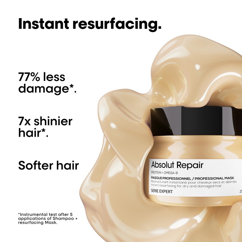 L'Oréal Professionnel Paris Absolut Repair Mask - Nourishing Protein Treatment For Dry & Damaged Hair, Hydrates, Repairs Damage & Adds Hair Shine, Color Safe