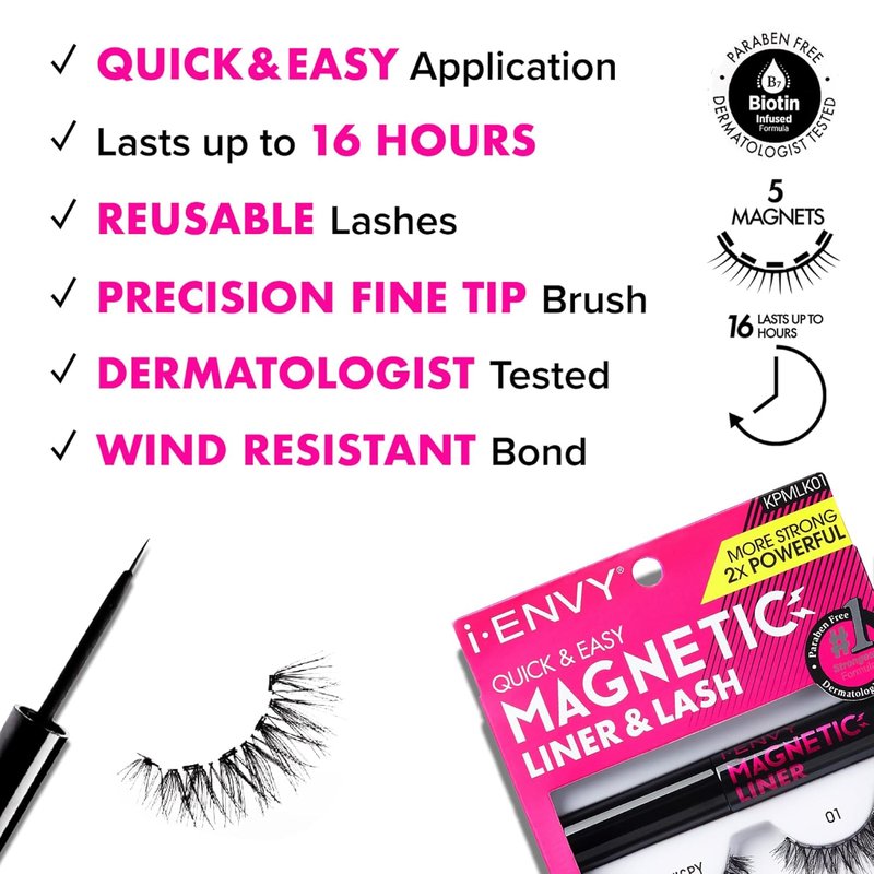 KISS i Envy Magnetic Eyeliner - Wind Resistant Formula for All-Day Wear | Lasts Up to 16 Hours