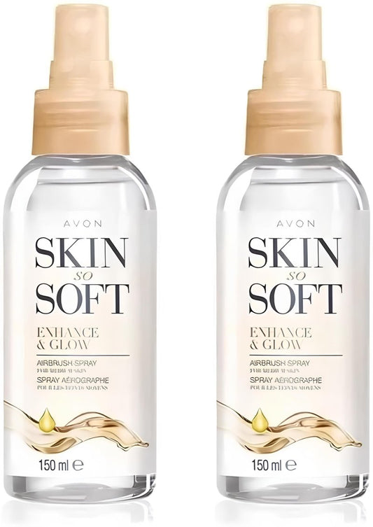 AVON SKIN SO SOFT Enhance & Glow Airbrush Tanning Spray, 150ml, Sun-Kissed Glow, Quick Drying 150 ML (2-PACK)